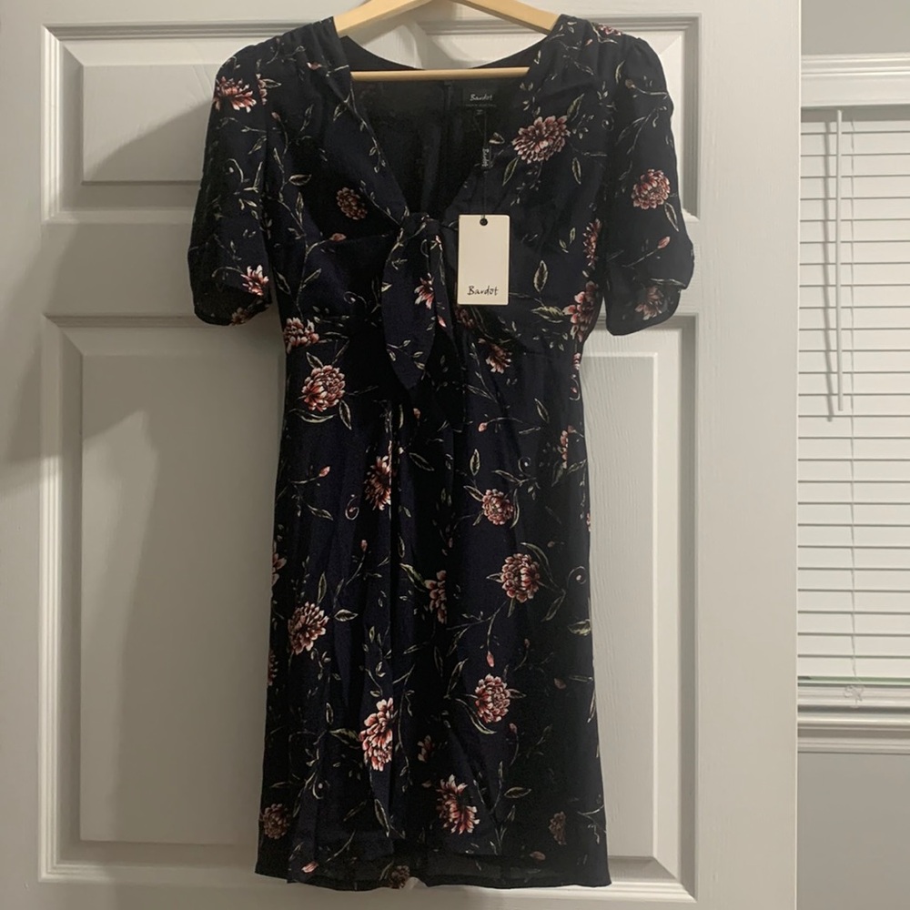 Bardot floral tie front dress